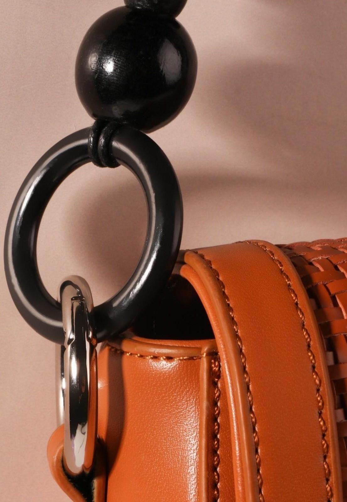 Ручки для сумки, 2 шт, вощёный шнур/дерево, 44 × 4 см, цвет чёрный