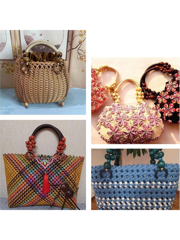 Ручки для сумки, 2 шт, вощёный шнур/дерево, 44 × 4 см, цвет чёрный