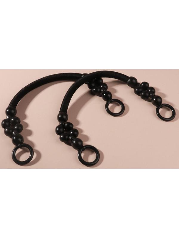 Ручки для сумки, 2 шт, вощёный шнур/дерево, 44 × 4 см, цвет чёрный