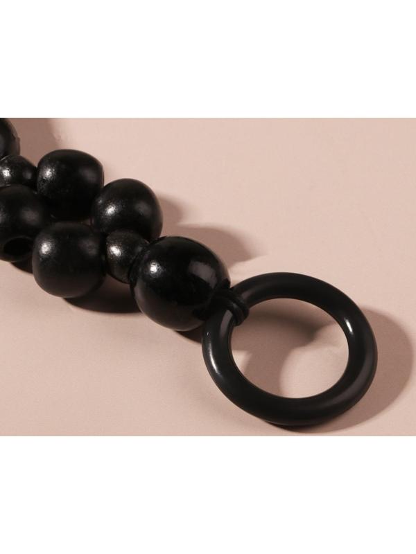 Ручки для сумки, 2 шт, вощёный шнур/дерево, 44 × 4 см, цвет чёрный