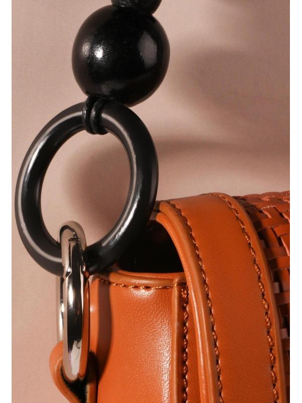 Ручки для сумки, 2 шт, вощёный шнур/дерево, 44 × 4 см, цвет чёрный