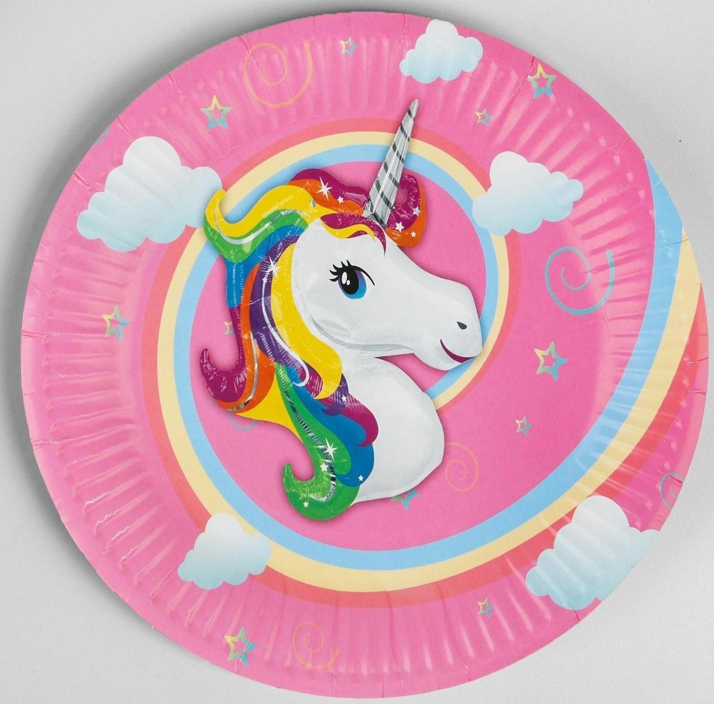 Тарелка бумажная «Единорог», 18 см, набор 6 шт.