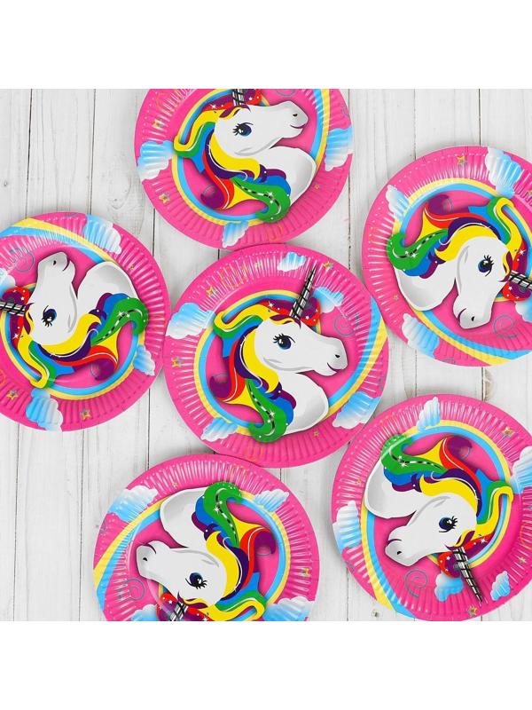Тарелка бумажная «Единорог», 18 см, набор 6 шт.