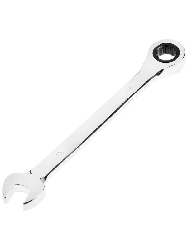 Ключ комбинированный трещоточный ТУНДРА, CrV, полированный, 72 зуба, 12 мм