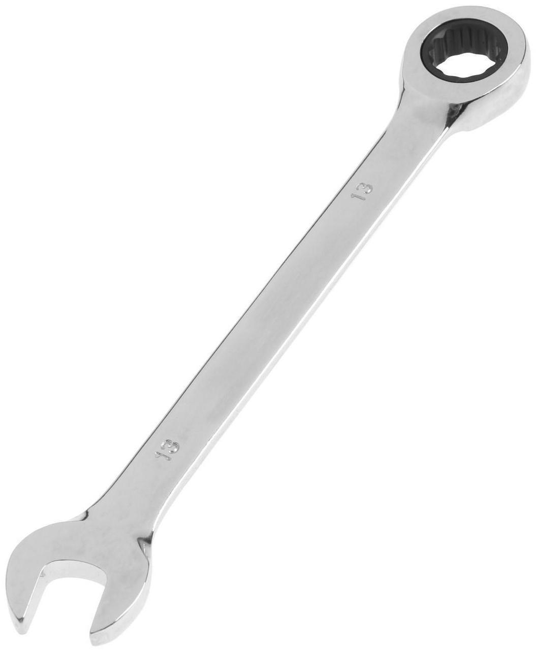 Ключ комбинированный трещоточный ТУНДРА, CrV, полированный, 72 зуба, 13 мм