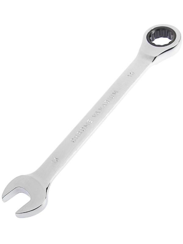 Ключ комбинированный трещоточный ТУНДРА, CrV, полированный, 72 зуба, 16 мм