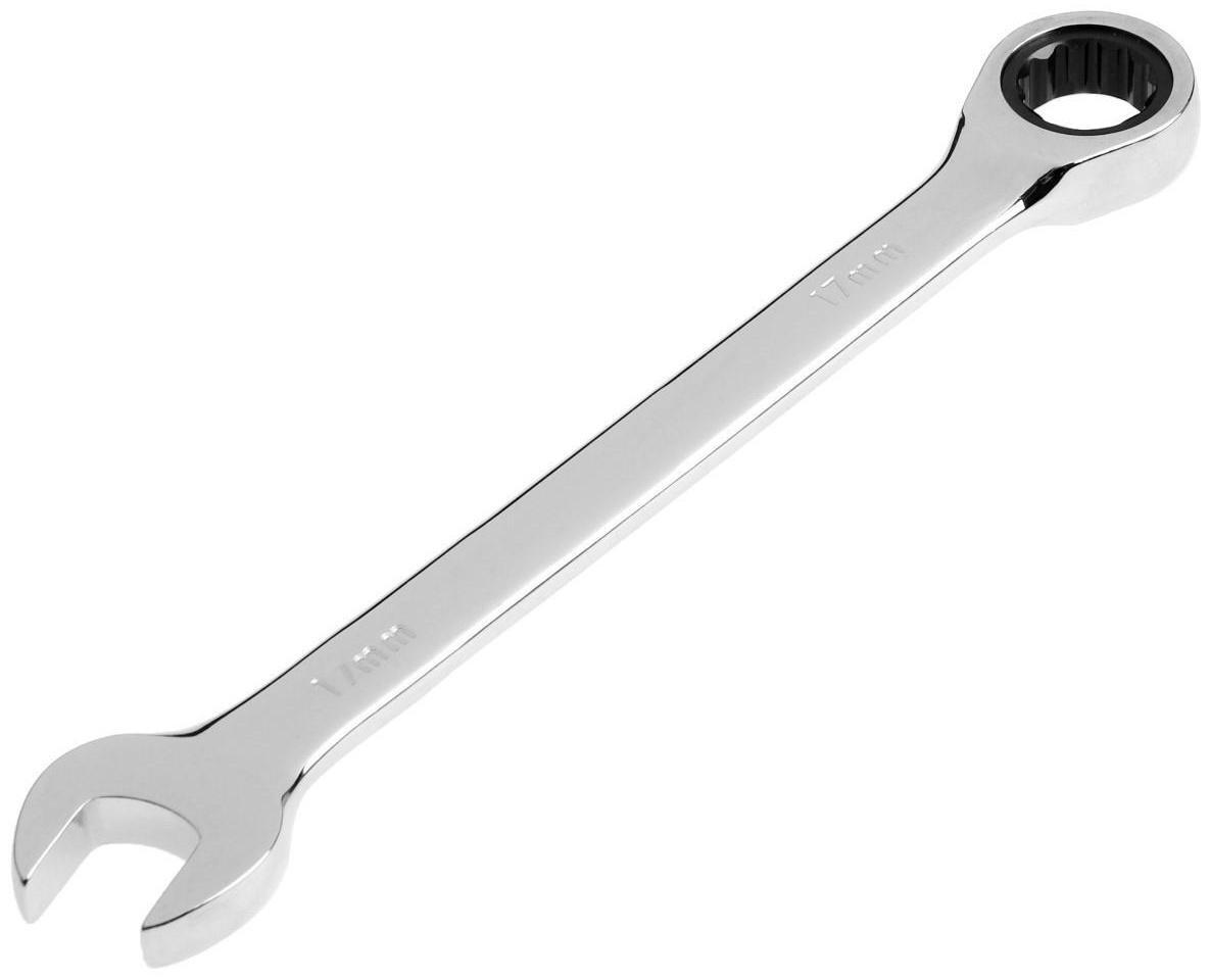 Ключ комбинированный трещоточный ТУНДРА, CrV, полированный, 72 зуба, 17 мм