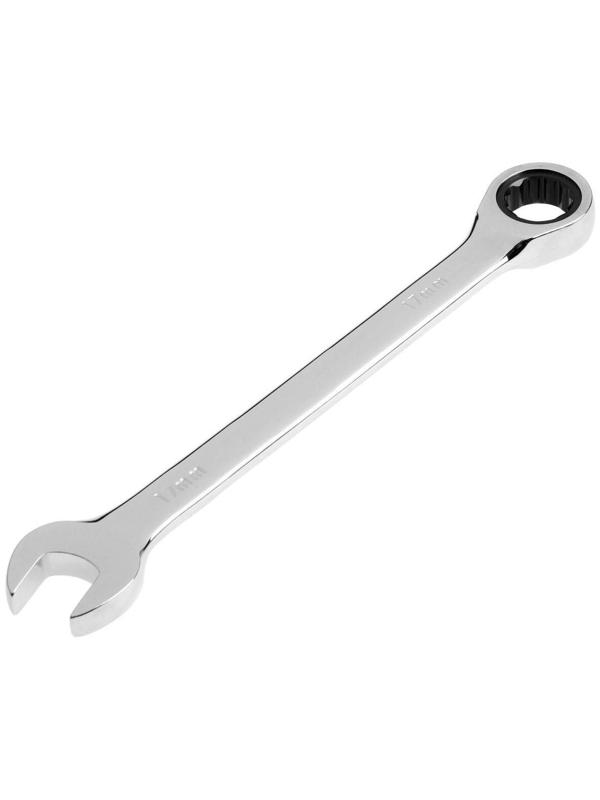 Ключ комбинированный трещоточный ТУНДРА, CrV, полированный, 72 зуба, 17 мм