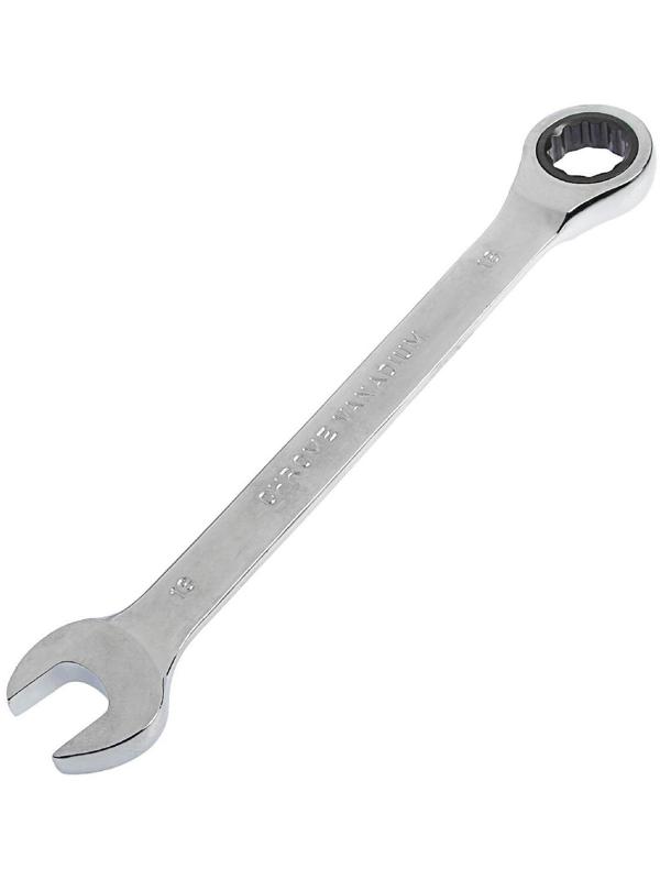 Ключ комбинированный трещоточный ТУНДРА, CrV, полированный, 72 зуба, 18 мм
