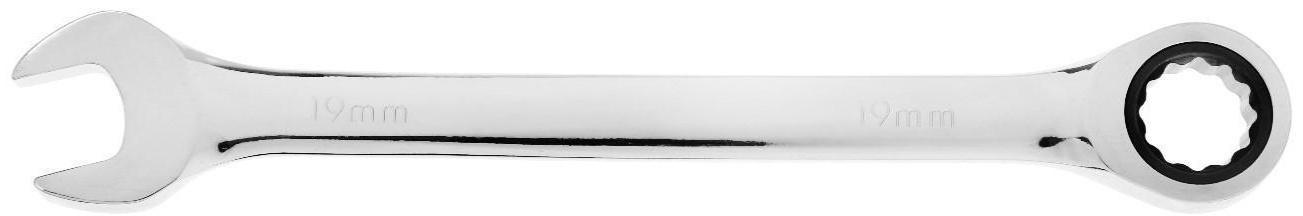 Ключ комбинированный трещоточный ТУНДРА, CrV, полированный, 72 зуба, 19 мм