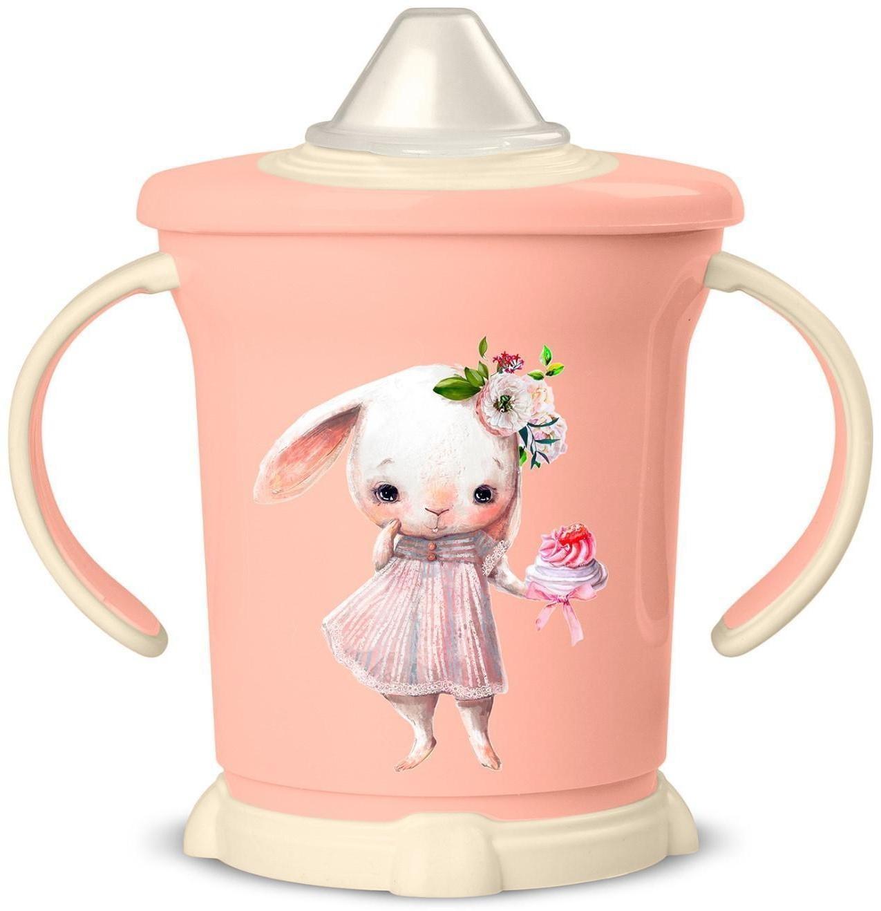 Поильник с ручками, мягкий носик, 270 мл, цвет светло-розовый