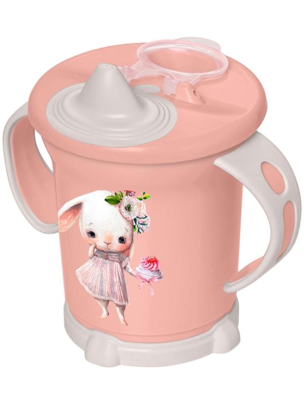 Поильник с ручками, мягкий носик, 270 мл, цвет светло-розовый