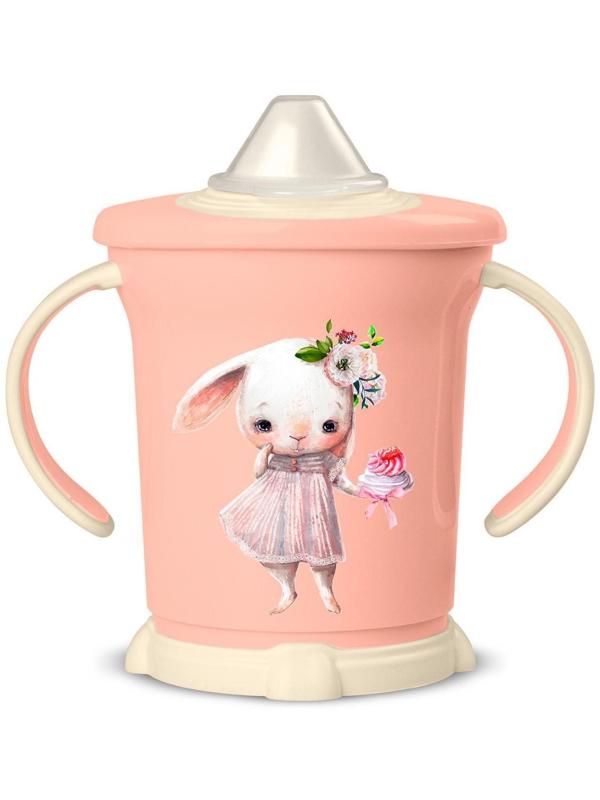 Поильник с ручками, мягкий носик, 270 мл, цвет светло-розовый