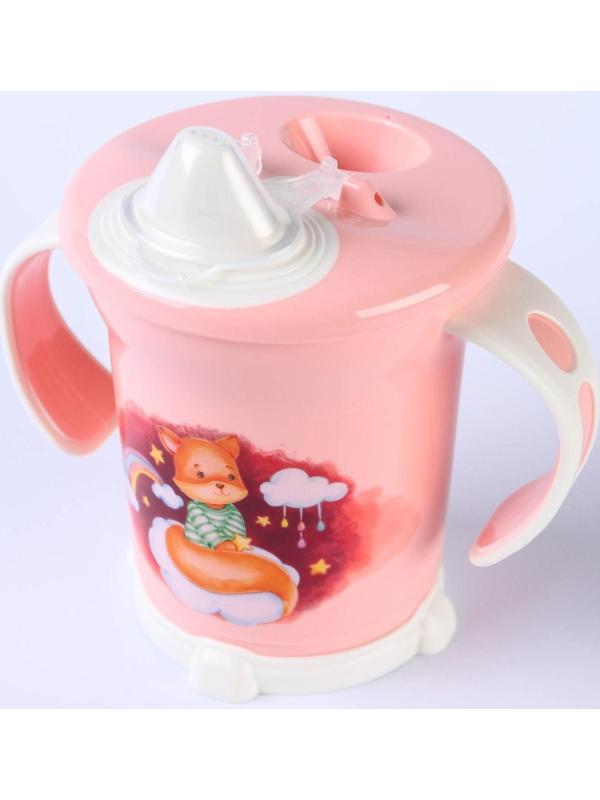 Поильник с ручками, мягкий носик, 270 мл, цвет светло-розовый