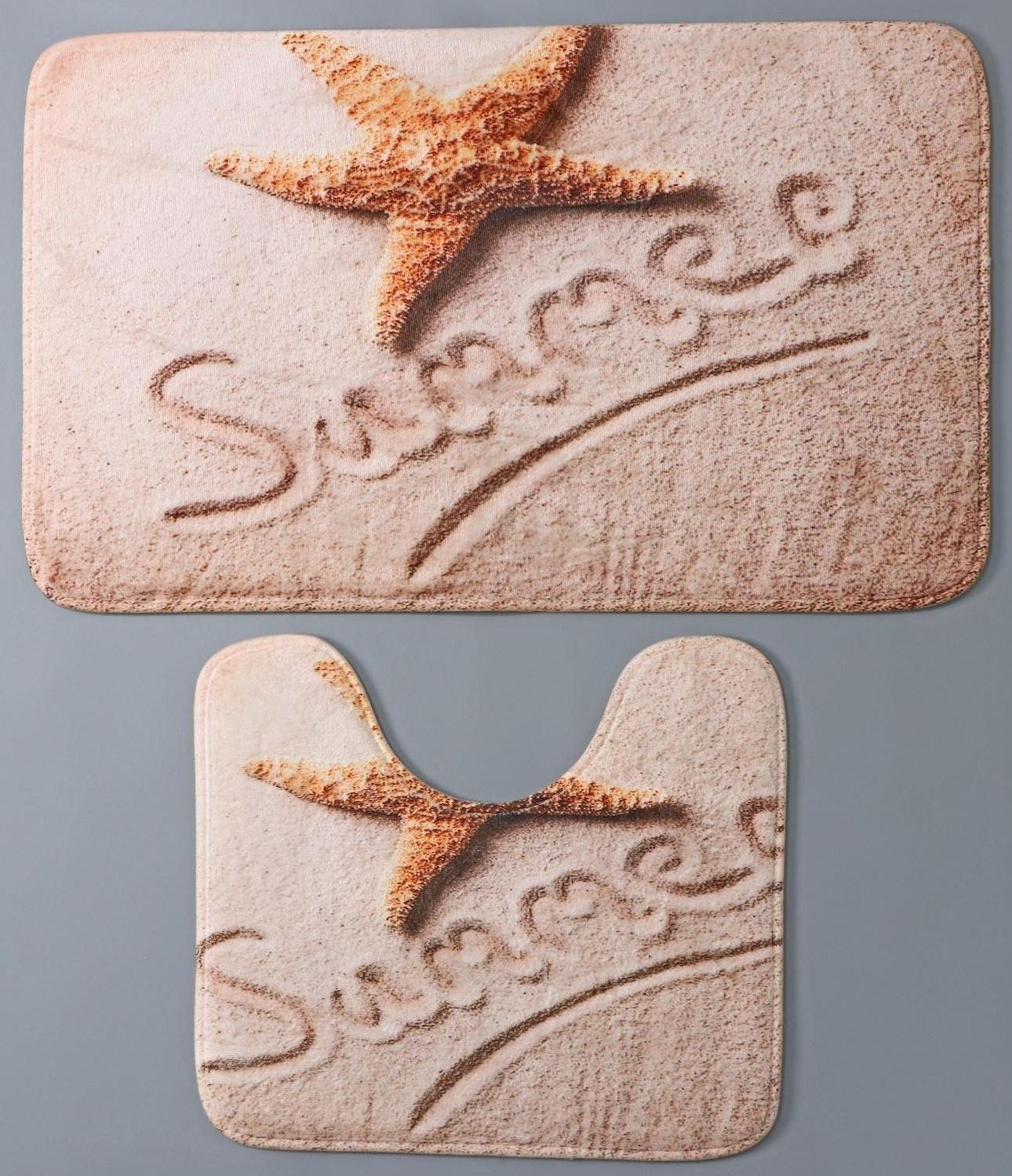 Набор ковриков для ванной и туалета Доляна «На пляже», 2 шт: 40×45, 45×75 см