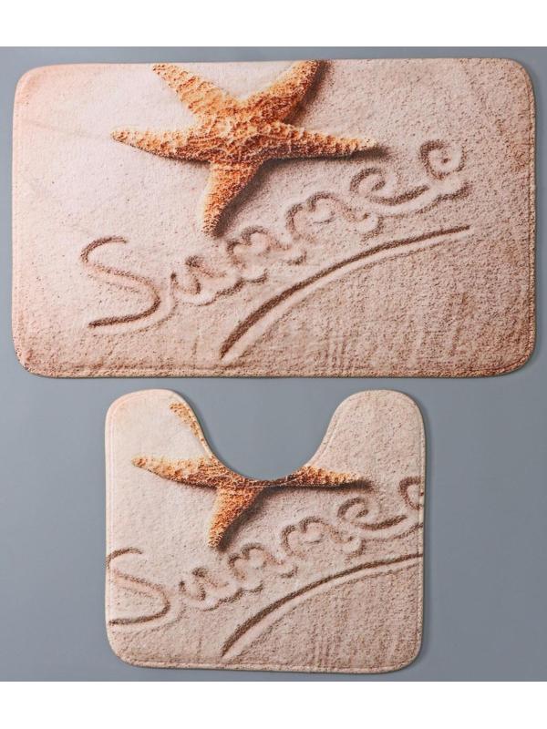 Набор ковриков для ванной и туалета Доляна «На пляже», 2 шт: 40×45, 45×75 см