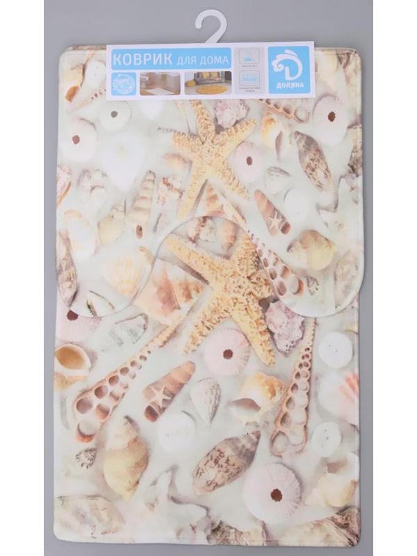 Набор ковриков для ванной и туалета Доляна «Ракушки», 2 шт: 40×45, 45×75 см