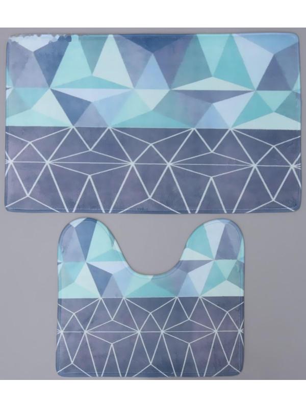 Набор ковриков для ванной и туалета Доляна «Геометрия цветов», 2 шт: 40×45, 45×75 см