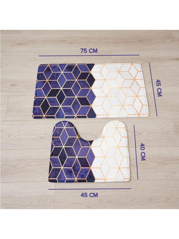 Набор ковриков для ванной и туалета Доляна «Геометрия», 2 шт: 40×45, 45×75 см