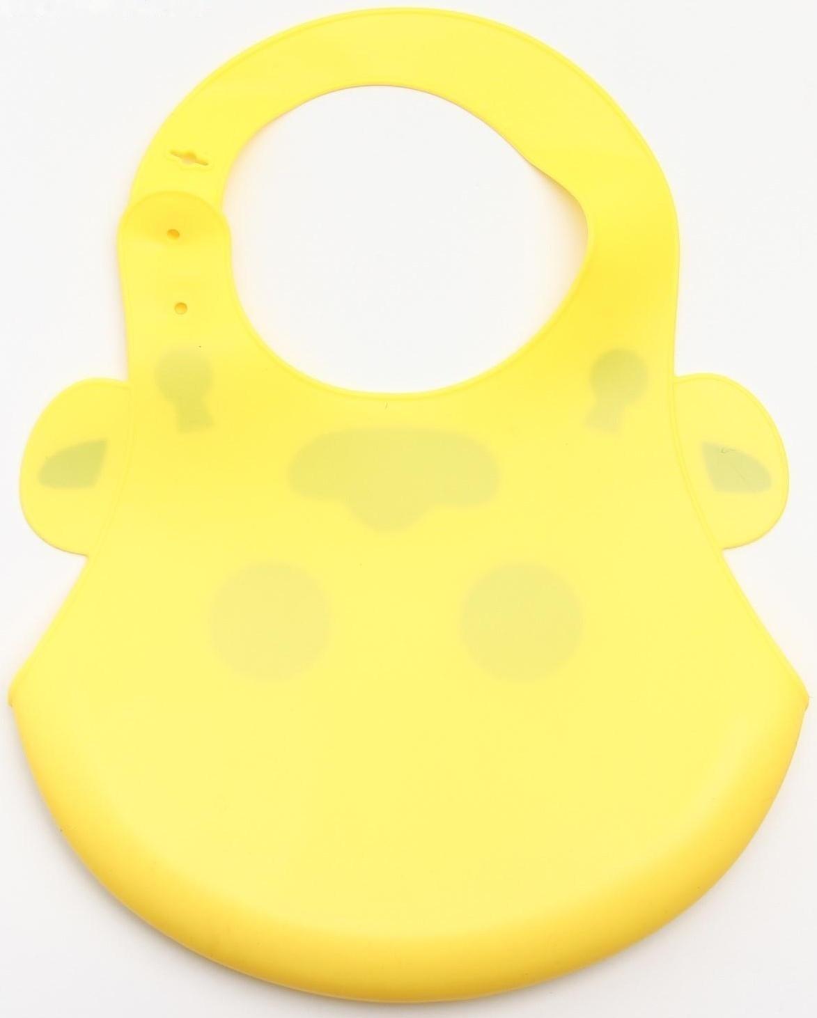 Нагрудник для кормления «Жирафик» силиконовый с карманом, цвет жёлтый