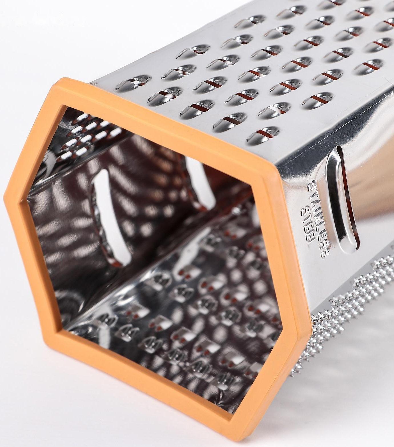 Тёрка шестигранная Доляна «Деревенька», 12×10×23 см, цвет коричневый