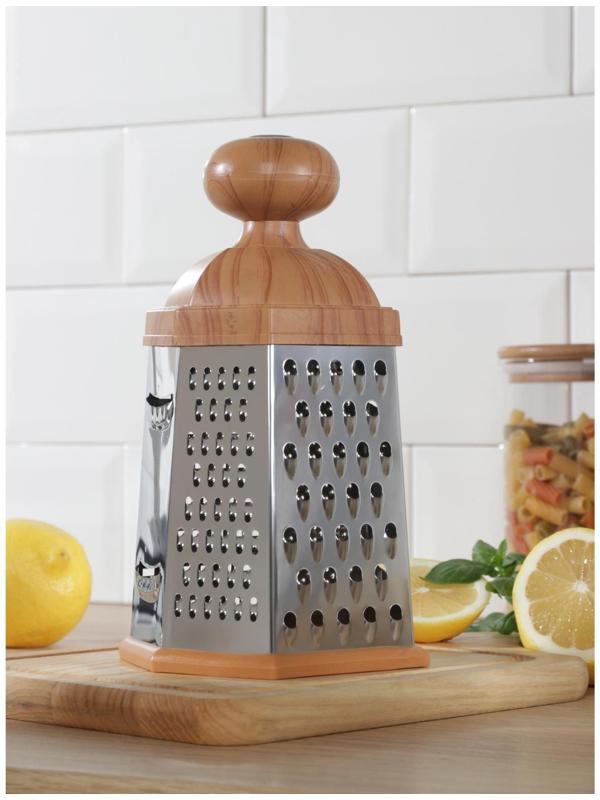 Тёрка шестигранная Доляна «Деревенька», 12×10×23 см, цвет коричневый