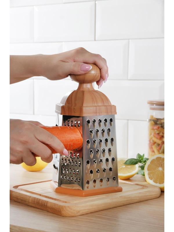 Тёрка шестигранная Доляна «Деревенька», 12×10×23 см, цвет коричневый