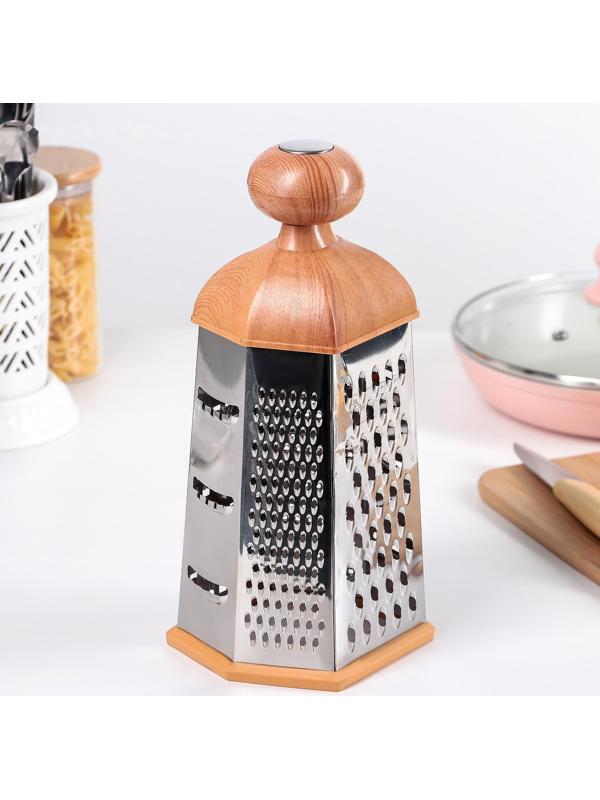 Тёрка шестигранная Доляна «Деревенька», 12×10×23 см, цвет коричневый