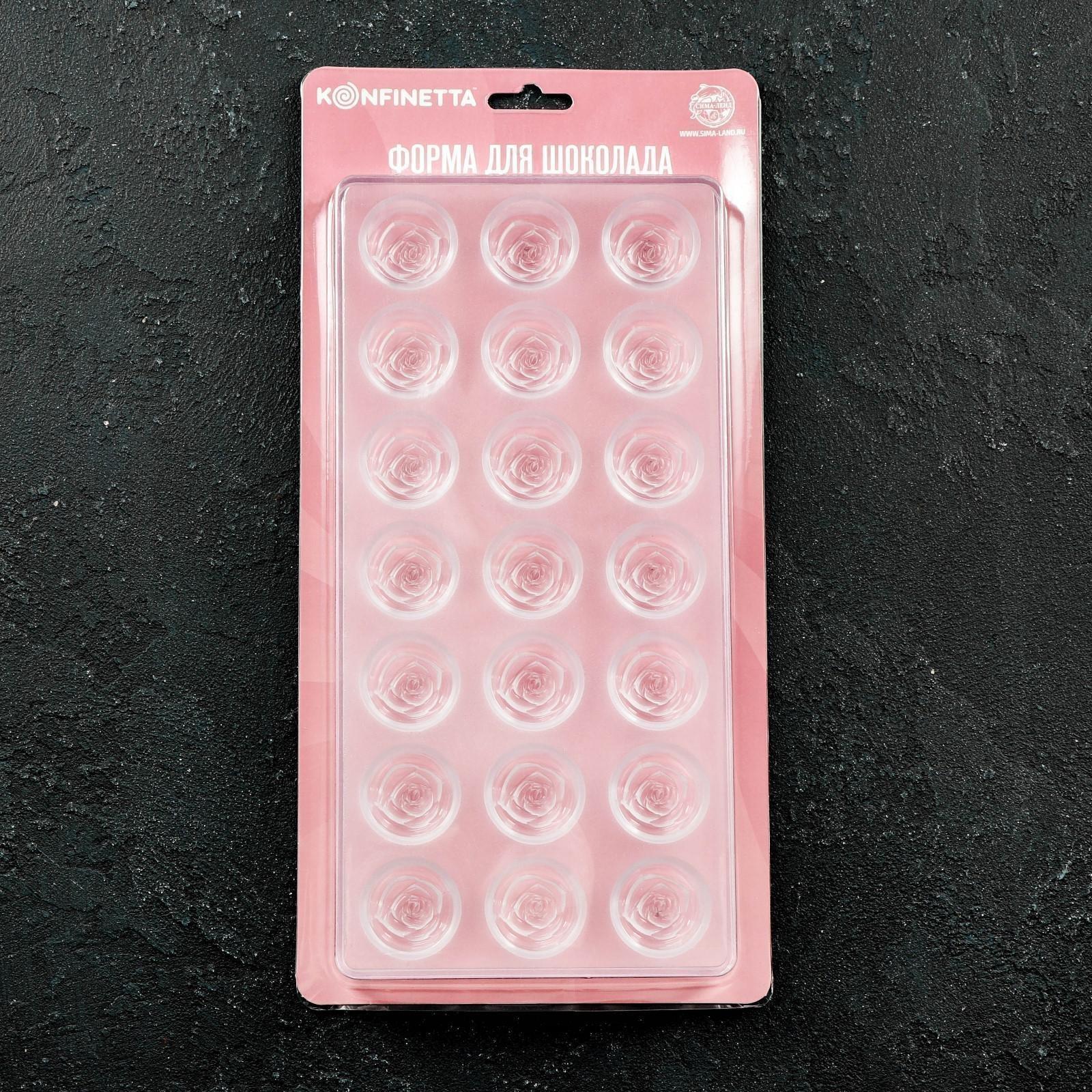 Форма для шоколада и конфет «Роза», 21 ячейка, цвет прозрачный