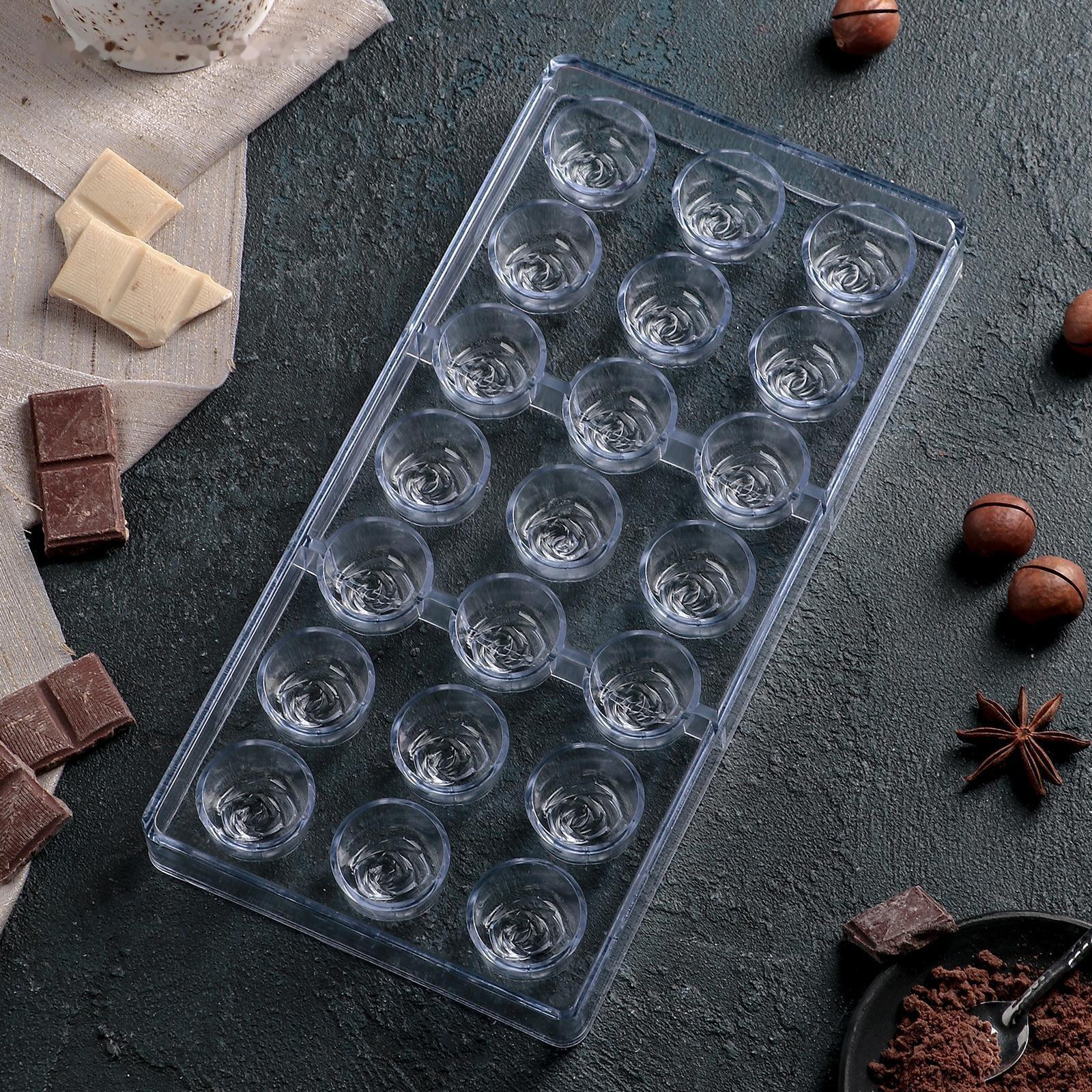 Форма для шоколада и конфет «Роза», 21 ячейка, цвет прозрачный