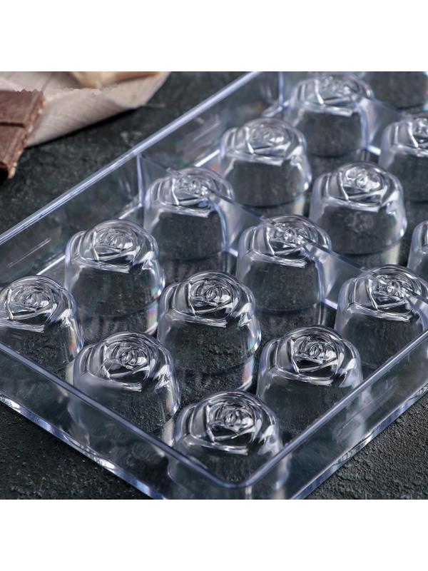 Форма для шоколада и конфет «Роза», 21 ячейка, цвет прозрачный