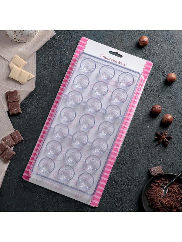 Форма для шоколада и конфет «Роза», 21 ячейка, цвет прозрачный