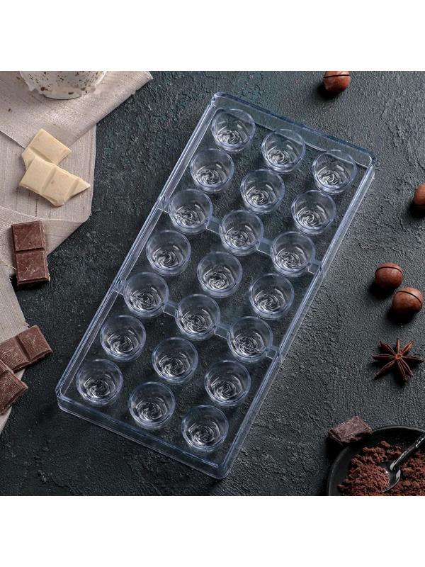 Форма для шоколада и конфет «Роза», 21 ячейка, цвет прозрачный