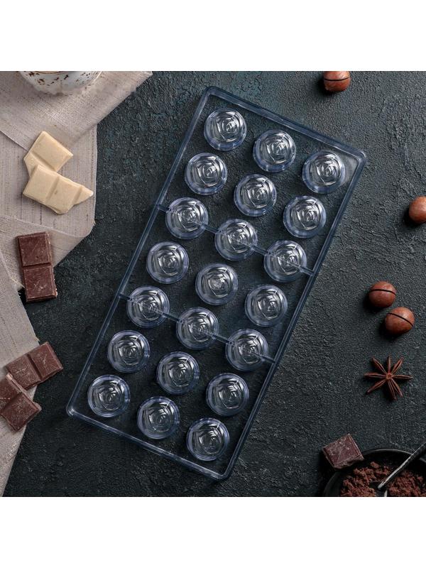 Форма для шоколада и конфет «Роза», 21 ячейка, цвет прозрачный