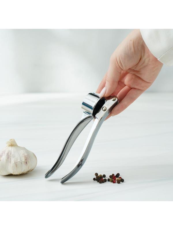 Пресс для чеснока Доляна «Эрнест», 15 см, цвет хромированный