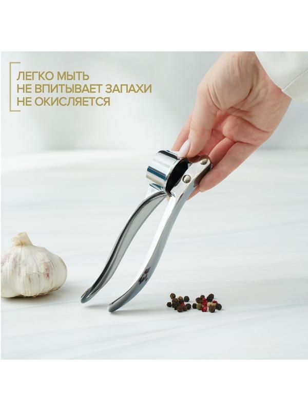 Пресс для чеснока Доляна «Эрнест», 15 см, цвет хромированный