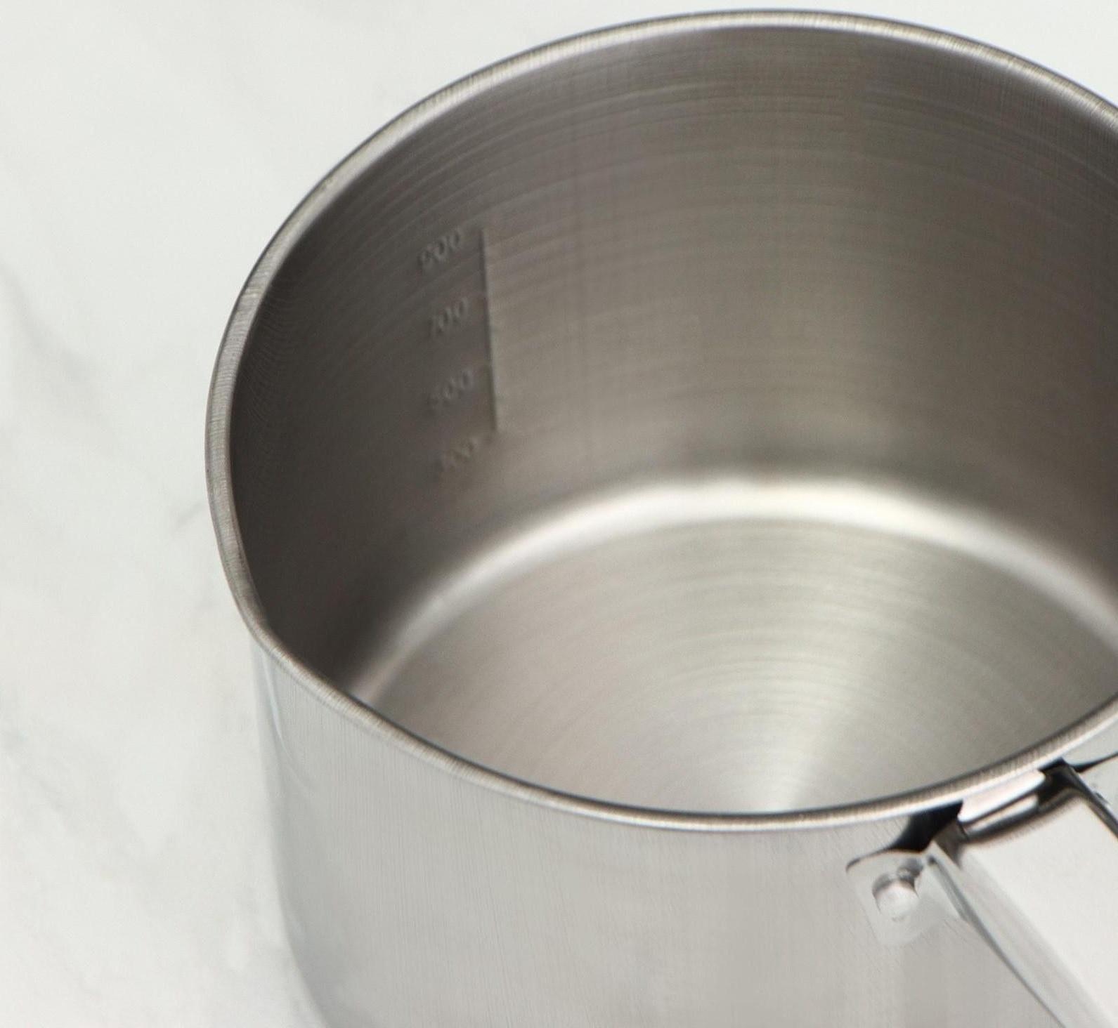 Ковш из нержавеющей стали «Базис», 950 мл, d=14 см, с мерной шкалой, металлическая ручка