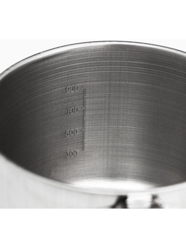 Ковш из нержавеющей стали «Базис», 950 мл, d=14 см, с мерной шкалой, металлическая ручка