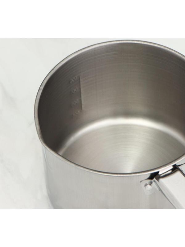 Ковш из нержавеющей стали «Базис», 950 мл, d=14 см, с мерной шкалой, металлическая ручка