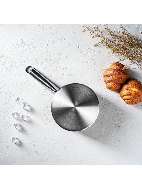 Ковш из нержавеющей стали «Базис», 1,2 л, d=16 см, с мерной шкалой, металлическая ручка