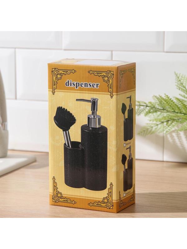 Дозатор для моющего средства с щёткой «Минимал», 400 мл, цвет белый