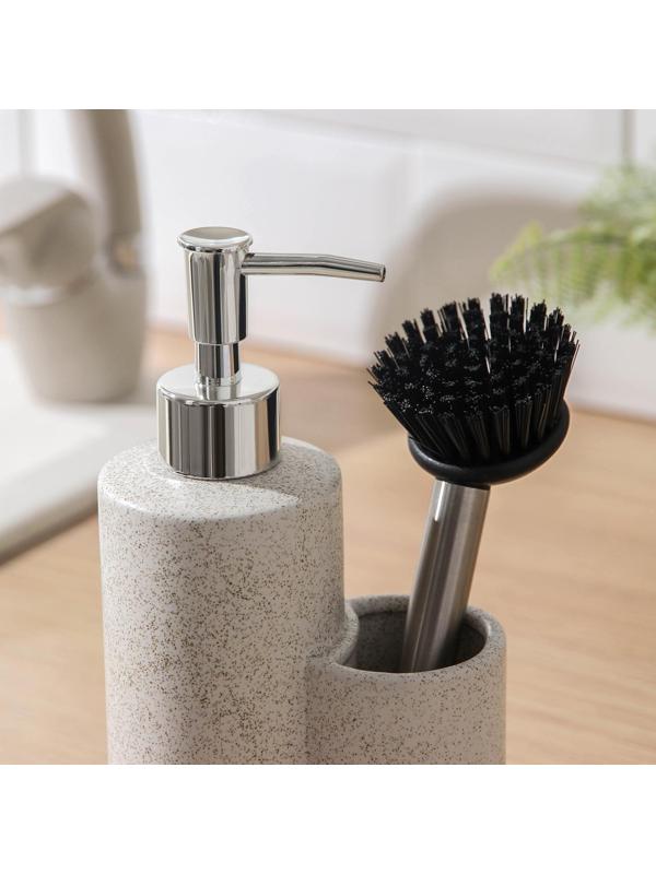 Дозатор для моющего средства с щёткой «Минимал», 400 мл, цвет белый