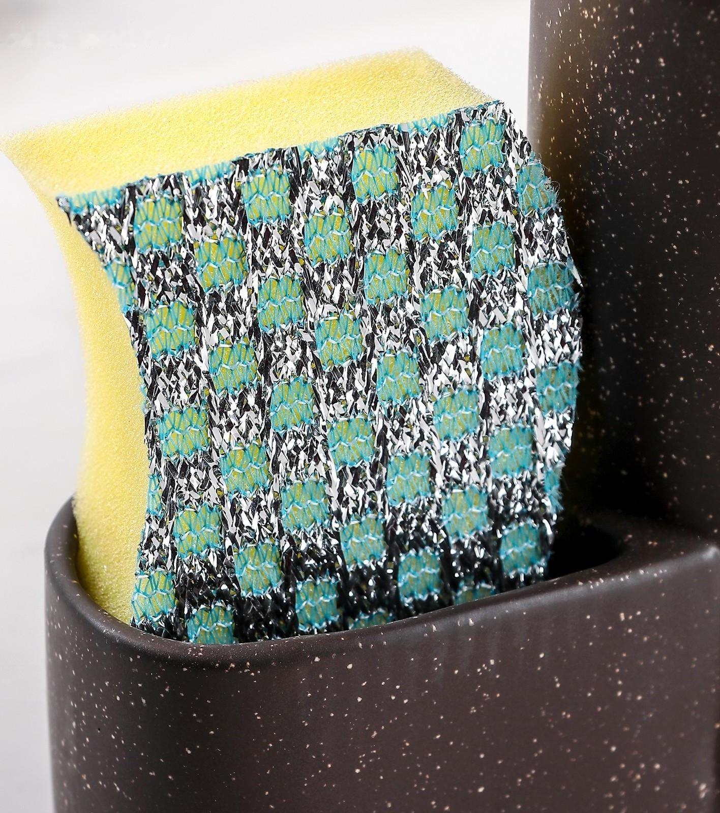 Дозатор для моющего средства с подставкой для губки и щётки «Минимал», 350 мл, цвет светло-коричневый