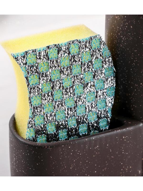 Дозатор для моющего средства с подставкой для губки и щётки «Минимал», 350 мл, цвет светло-коричневый