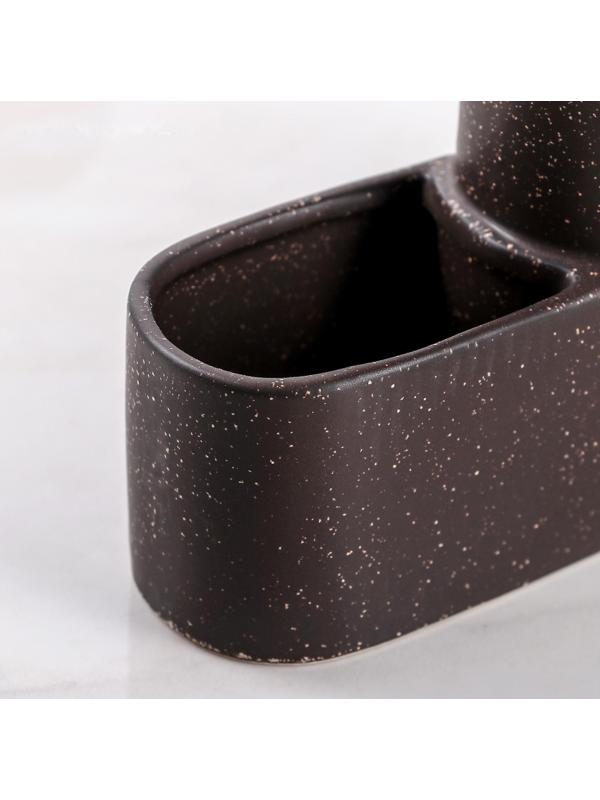 Дозатор для моющего средства с подставкой для губки и щётки «Минимал», 350 мл, цвет светло-коричневый