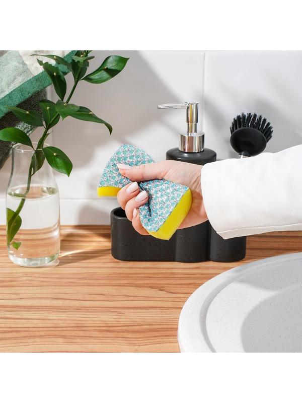 Дозатор для моющего средства с подставкой для губки и щётки «Минимал», 350 мл, цвет тёмно-коричневый