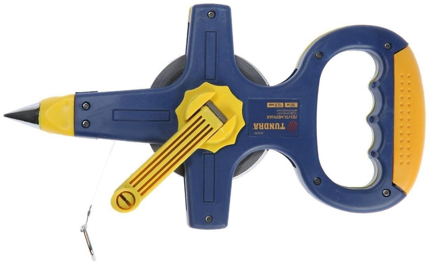 Рулетка геодезическая ТУНДРА, металлическая лента, 30 м х 12.5 мм