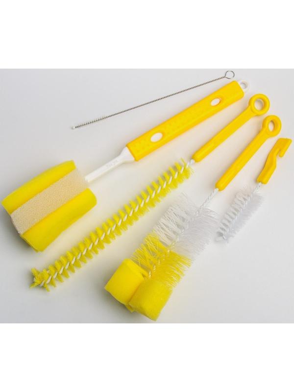 Набор ёршиков по уходу за детскими бутылочками, 5 предметов, цвет МИКС