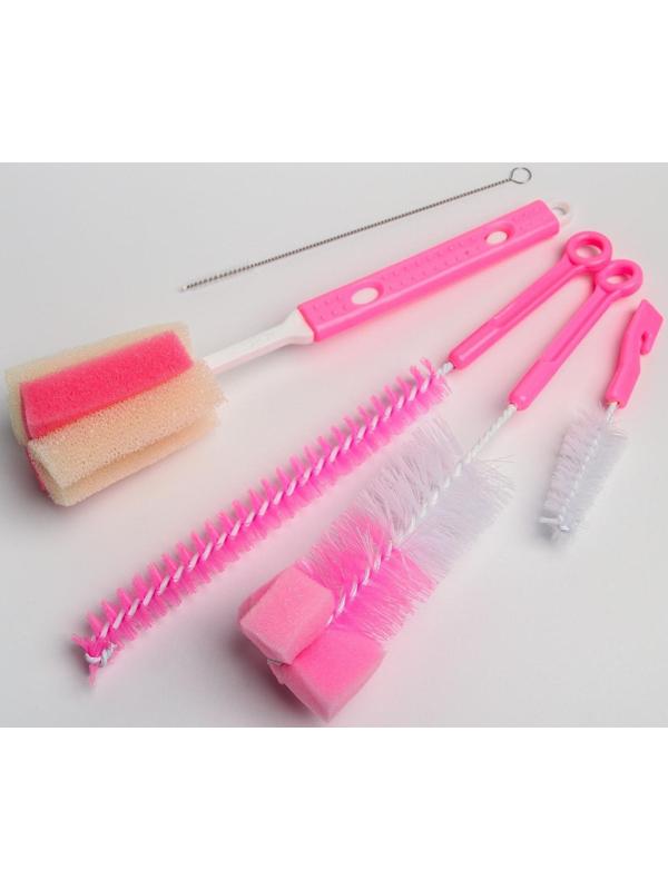 Набор ёршиков по уходу за детскими бутылочками, 5 предметов, цвет МИКС