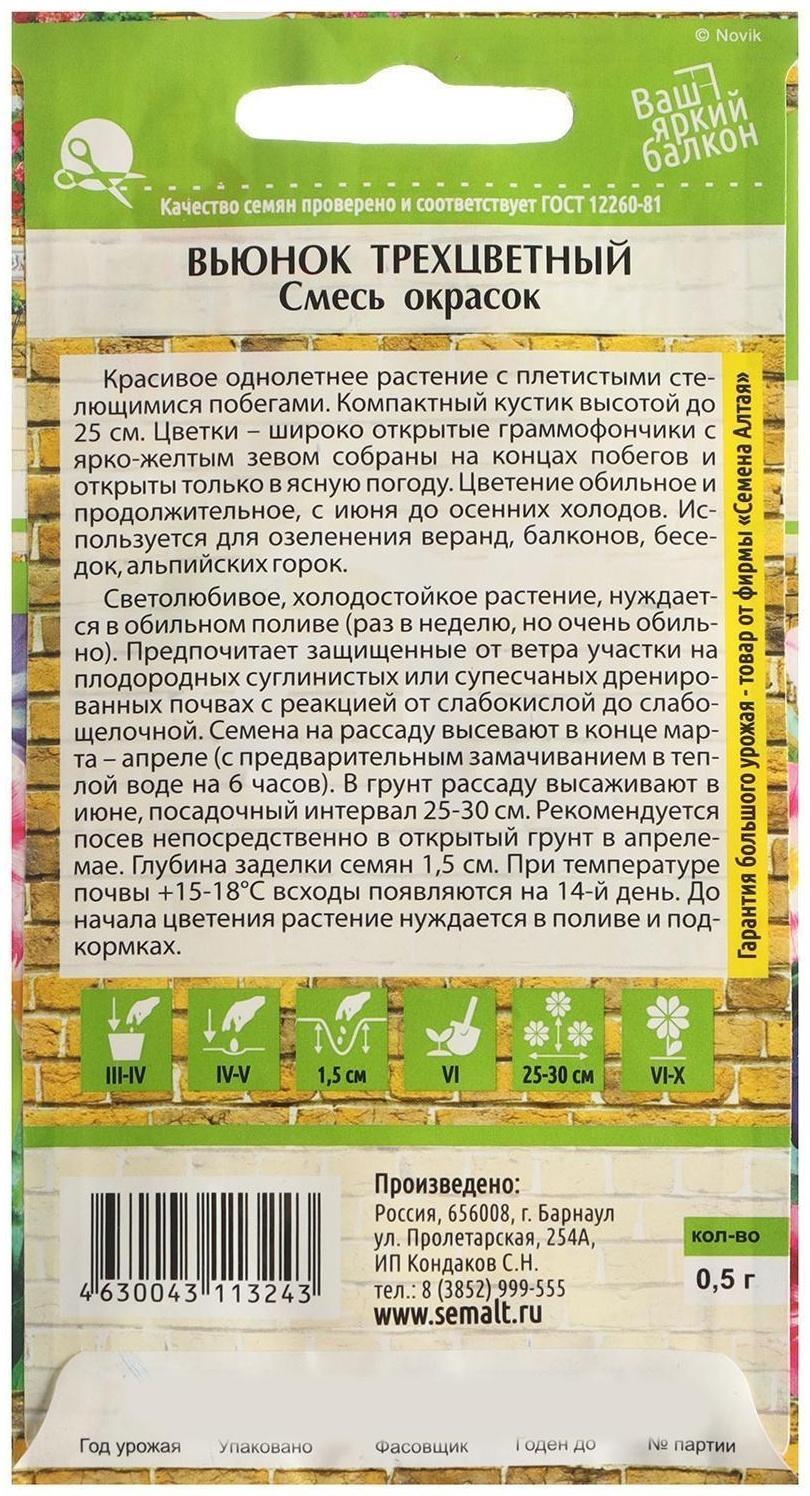 Семена цветов Вьюнок Смесь окрасок трехцветный, О, цп, 0,5 г